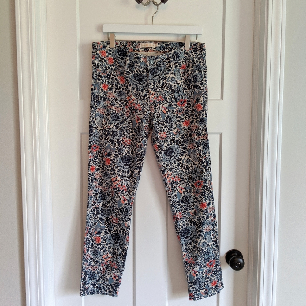 Tory Burch Emmy Floral Cropped Skinny Jeans
